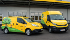 Pictured: Electric delivery vans operated by EV100 member Swiss & Austrian Post
